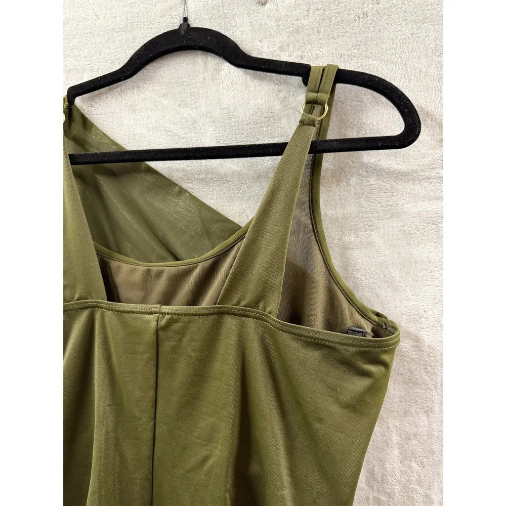 Miraclesuit Womens AZURA One Shoulder Mesh One Piece Swimsuit Nori Sz 16 $172